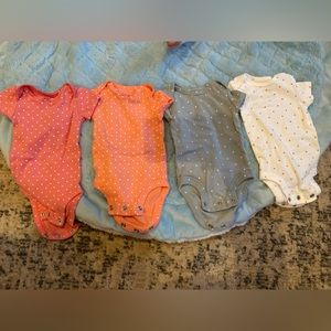 4 newborn baby polkadot onesies